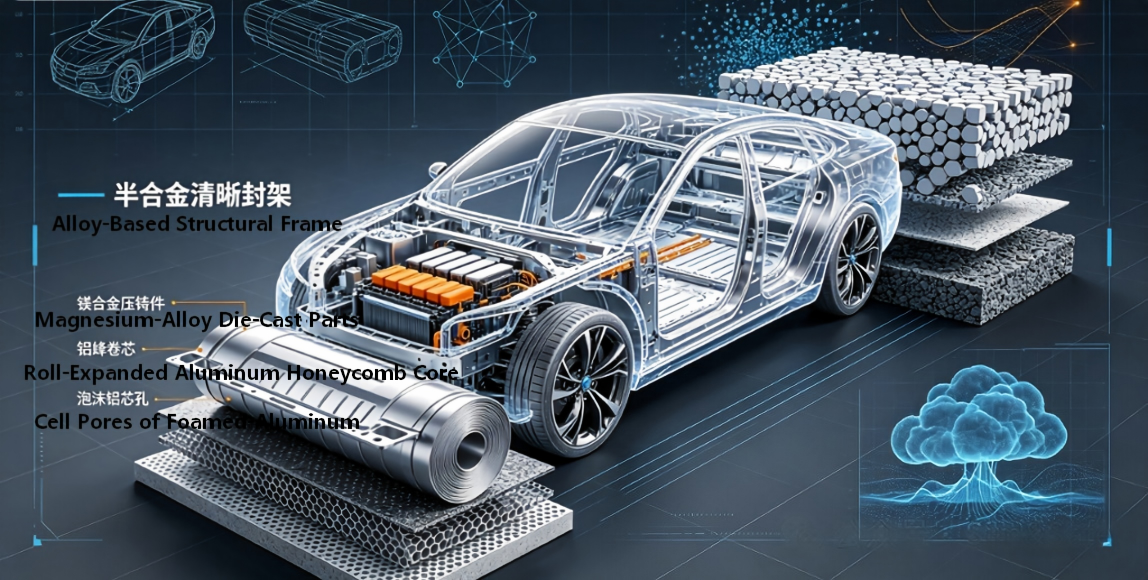 Werkstoffe Kapitel (XI): Anwendung leichter Automobilwerkstoffe – Magnesiumlegierung, Aluminiumlegierung der 3er/5er-Serie und Wabenschaum-Aluminiumserie